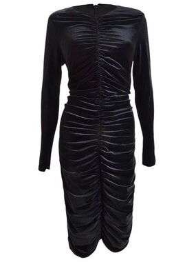 Bardot Black Ruched Long Sleeve Midi Dress
